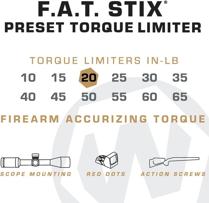 Wheeler Fat Stix Individual Limiter 10-65 Inch-Pounds with Preset Torque, Accurately Tightens, Reversible, Compatible with Fat Stix T-Handle Driver, for Gunsmithing, Reloading, and Torque Adjustment - Image 3